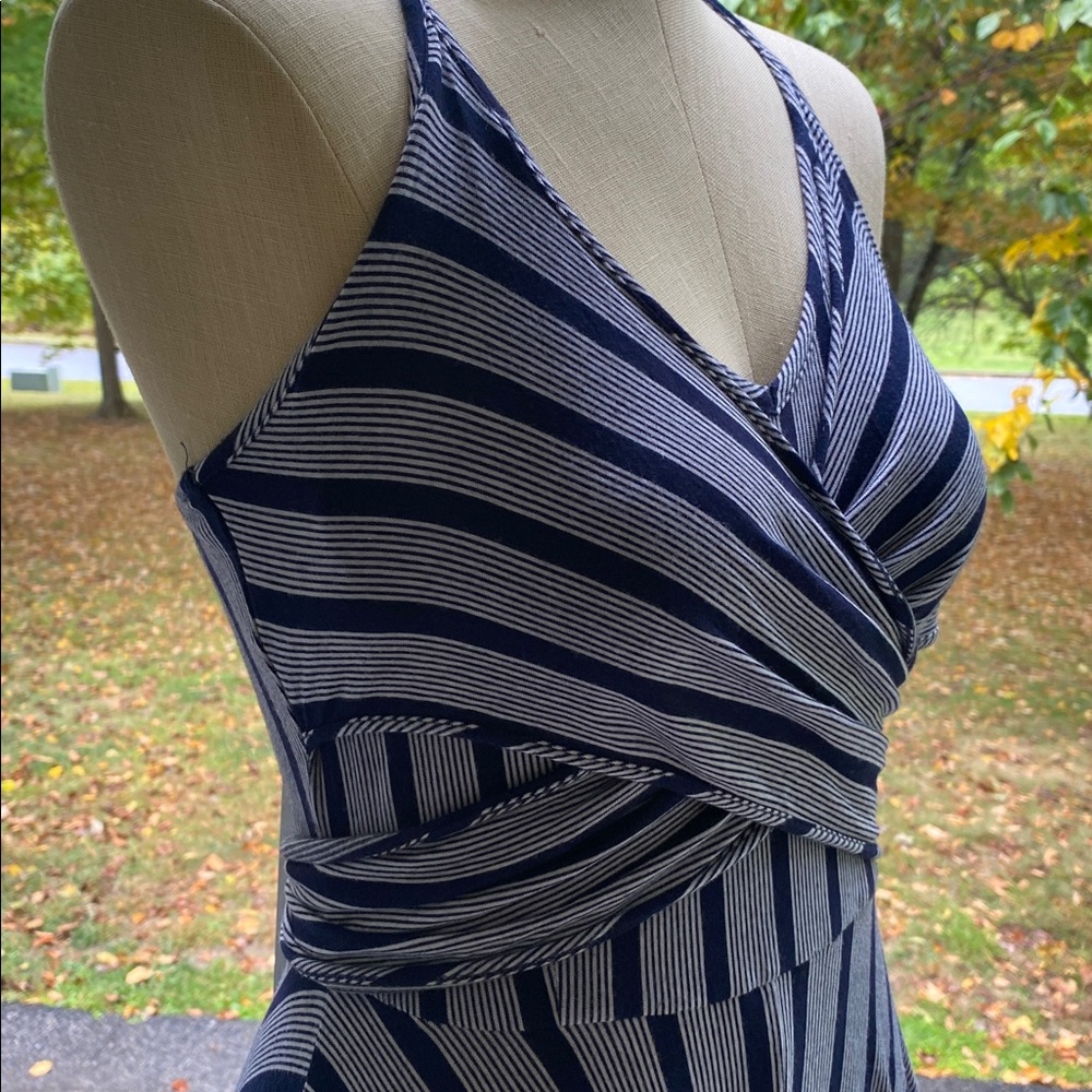 Striped Halter Neck Dress Handkerchief hem
